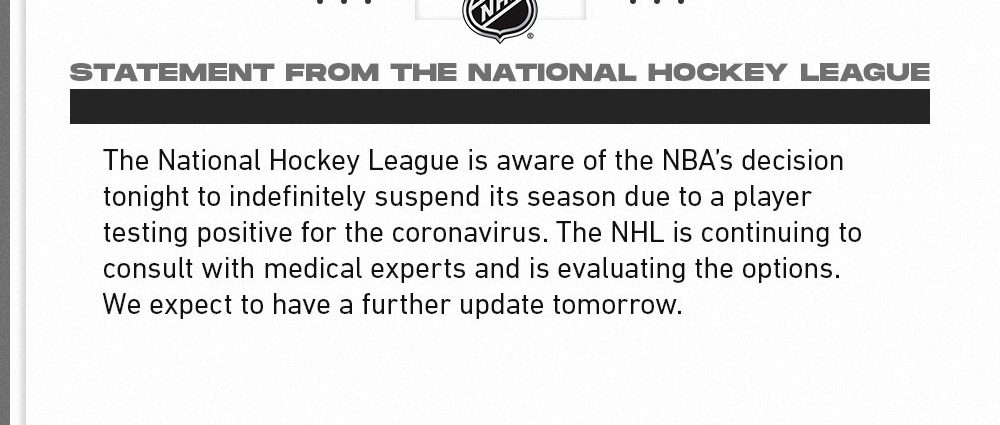 NHL statement regarding coronavirus