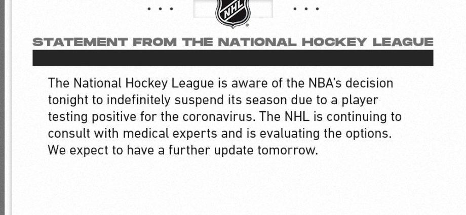 NHL statement regarding coronavirus