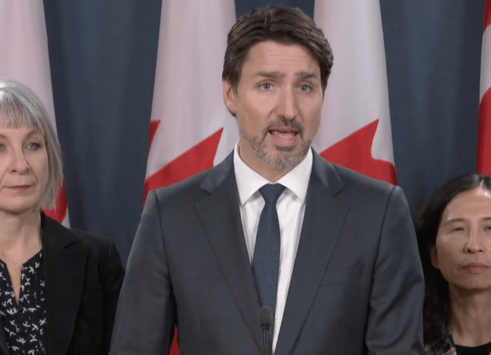 Prime Minister Trudeau discussing the Coronavirus