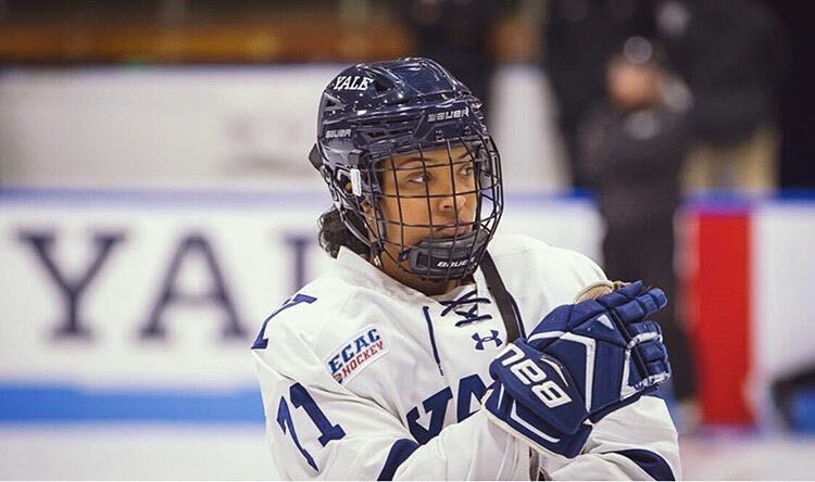 Black, female hockey player Saroya Tinker at Yale University