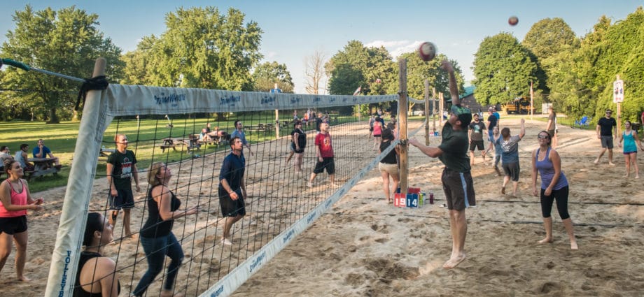 FCSSC participants playing beach volleyball before COVID-19 pandemic