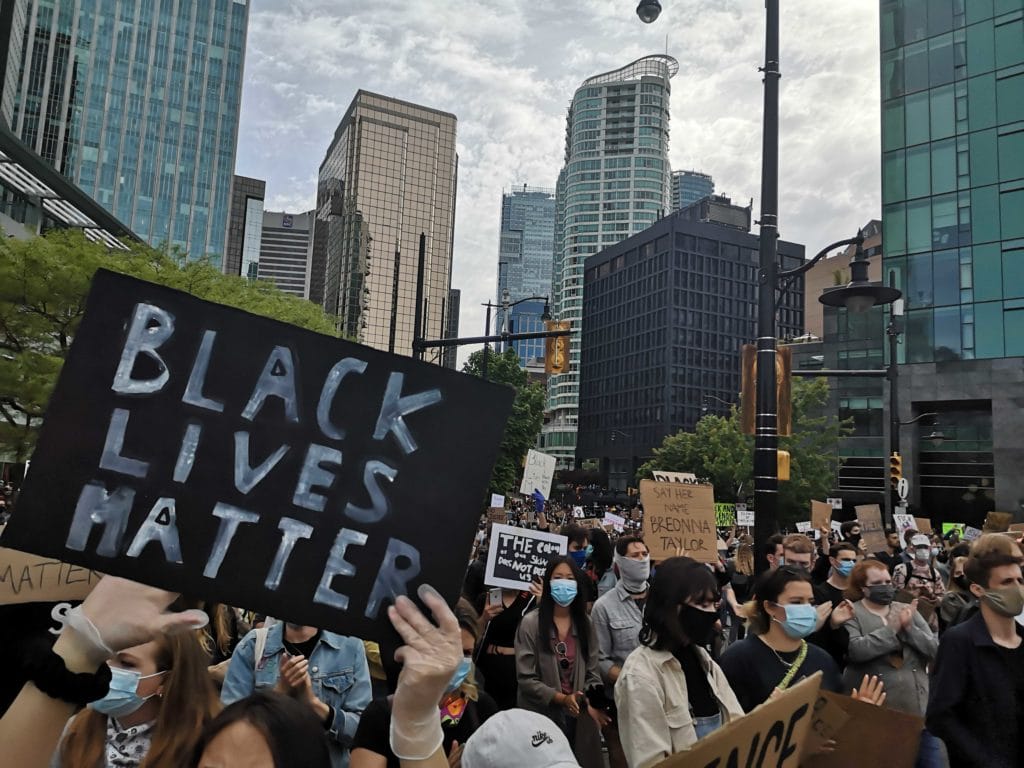 Black Lives Matter protestors in Vancouver.